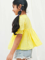 Bright yellow 100% cotton angrakha top