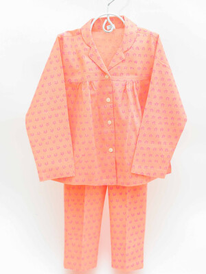 Salmon orange 100% cotton girls nightwear