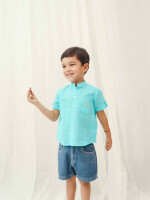 Comfortable blue 100% cotton shirt for boys