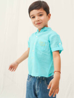 Comfortable blue 100% cotton shirt for boys