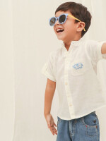 Classic off-white cotton shirt for little boys