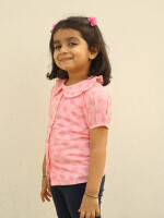 Soft pink 100% cotton peter pan collar top