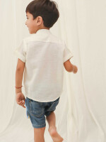 Classic off-white cotton shirt for little boys