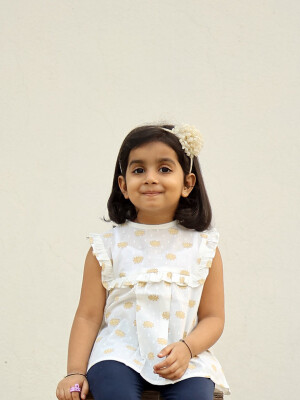 Classic frill 100% cotton butti top for girls