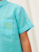 Comfortable blue 100% cotton shirt for boys