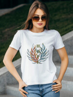 Women's Round Neck White "Hope" Printed Cotton T-shirt- DDTS-22