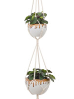5 piece set macrame plant hanger with hooks crochet boho wall art decor vintage style simple minimalist