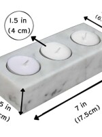 White Marble Tealight Candle Holder 3 Slots, Decorative Tea Light Holder for Weddings, Dinning and Parties