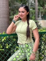 Cut and Sew Pista Green top for women