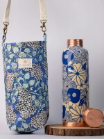 Continental blue flora | 100% pure copper bottle|950 ml |