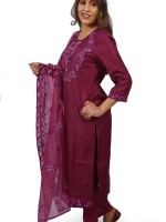 Purple Ananya embroidered kurta with Trousers and Dupatta