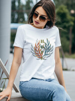 Women's Round Neck White "Hope" Printed Cotton T-shirt- DDTS-22