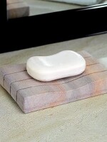 Marble Stone Soap Dish for Bath, Tub, Wash Basin Kitchen Soap Dish Case Holder Bathroom Accessories (Water Absorbent Horz Lines)