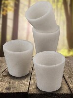 MBSC White Natural Marble Handmade Tequila Shot Glasses - Set of 4 Pcs