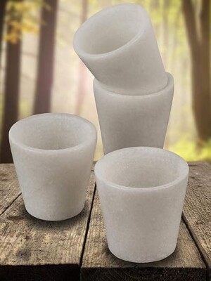 MBSC White Natural Marble Handmade Tequila Shot Glasses - Set of 4 Pcs