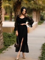 Elegant & attractive black current skirt top co-ord set