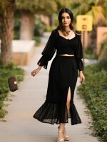 Elegant & attractive black current skirt top co-ord set