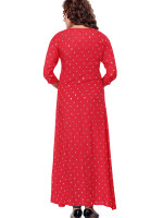 Tomato red cotton silk naira cut sleeve - 3/4 long kurta for women