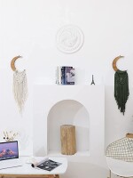 Wooden Crescent Moon Macrame Wall Hanging TDF , STYLISH WOODEN WALL HANGING