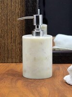 MBSC Soap/Lotion Dispenser Made of Genuine Indian Marble in White Color - Luxury Bathroom Accessories Bath Set