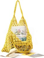 Stylish Handmade Macrame Sling Bags For Women’s macrame hand bag full size Yellow  (bag004)