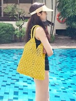 Stylish Handmade Macrame Sling Bags For Women’s macrame hand bag full size Yellow  (bag004)