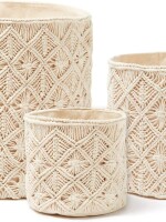 Woven Macrame Storage Baskets with Natural Cotton Rope