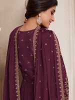 Elegance chinon kali ensemble with dupatta and embroidered bottom readymade suit