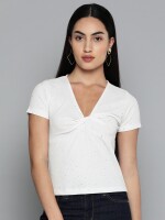 Twisted White neck top for women