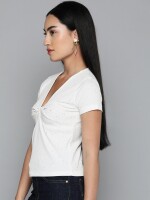 Twisted White neck top for women