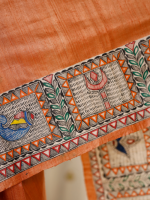 Madhubani hand painted shiv parvati silk saree