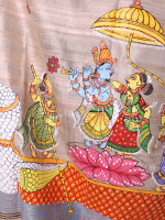 Hand painted pattachitra krishna leela tussar silk dupatta