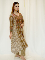 Ocher Bagh Print Colorful Embroidered Suit Set