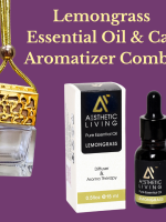 Aesthetic Living  Car Aromatizer/ Diffuser Bottle with Essential Oil(Square gold shape-10ml+ Essential oil 15ml)