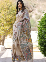 Beautiful hand painted madhubani tussar silk saree