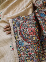 Beautiful hand painted madhubani tussar silk saree