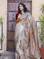 Stunning matasya hand painted madhubani silk saree