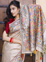 Stunning matasya hand painted madhubani silk saree