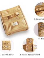 Peacoy,Golden Travel Jewellery Organiser, Jewelry Storage Bags for women for Earrings, Rings, Bracelet With 2 Transparent Pouches,