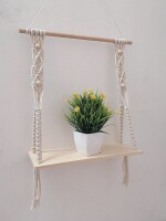 Macrame Wall Hanging Shelf Cotton Rope TOPS-11