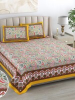 Latest floral print double bedsheet with 2 pillow cover 100*108 (King size)