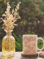 White Lotus Flower Coffee Mug, patterns of white lotus flowers & the design of Rajasthan Jharokha