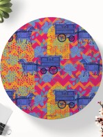 Blue Horse Cart Printed Round & Square Coaster Set of 6