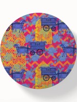 Blue Horse Cart Printed Round & Square Coaster Set of 6