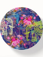 Two Decorated Elephant Round & Square Coasters Set of 6