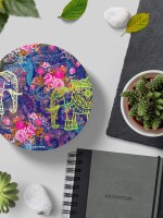 Two Decorated Elephant Round & Square Coasters Set of 6