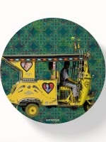 Yellow Auto Rickshaw Round Table Coasters – Set of 6