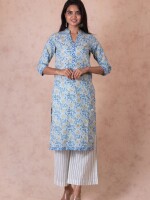 Blue Ashika Handcrafted hand block print Kurta,  comfortable cotton kurta