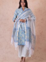 Blue Ashika Handcrafted hand block print Kurta,  comfortable cotton kurta