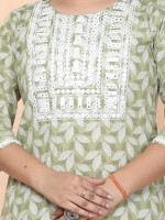 Salwar Suit with Dupatta in Cotton (Green)-KR-22